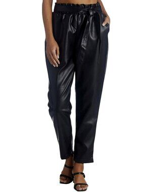 Bagatelle Black Paper Bag Faux Leather Cropped Pants Small New